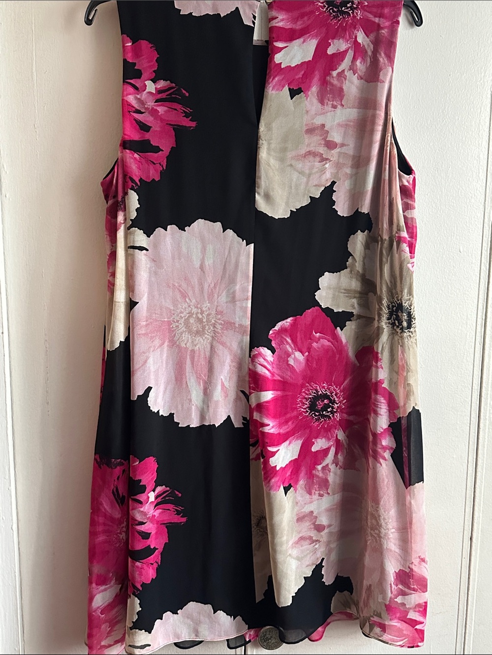 Calvin Klein Black Shift Dress with Fuchsia & Cream Floral Print - Picture 2 of 4